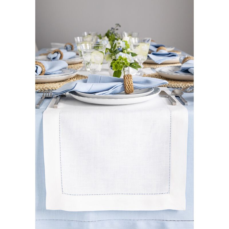 Solino Home Classic Hemstitch 100% Linen Table Runner &ndash; Handcrafted, Machine Washable, Perfect for Holiday and Everyday Dining