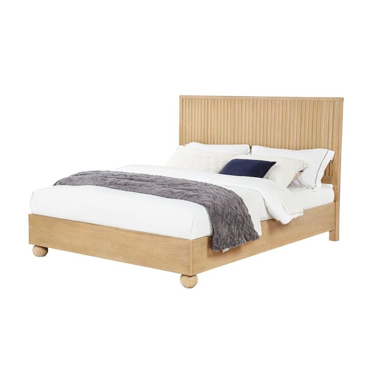 Best Master Furniture Daplen Scandinavian Modern Queen Bed Frame, Light Oak