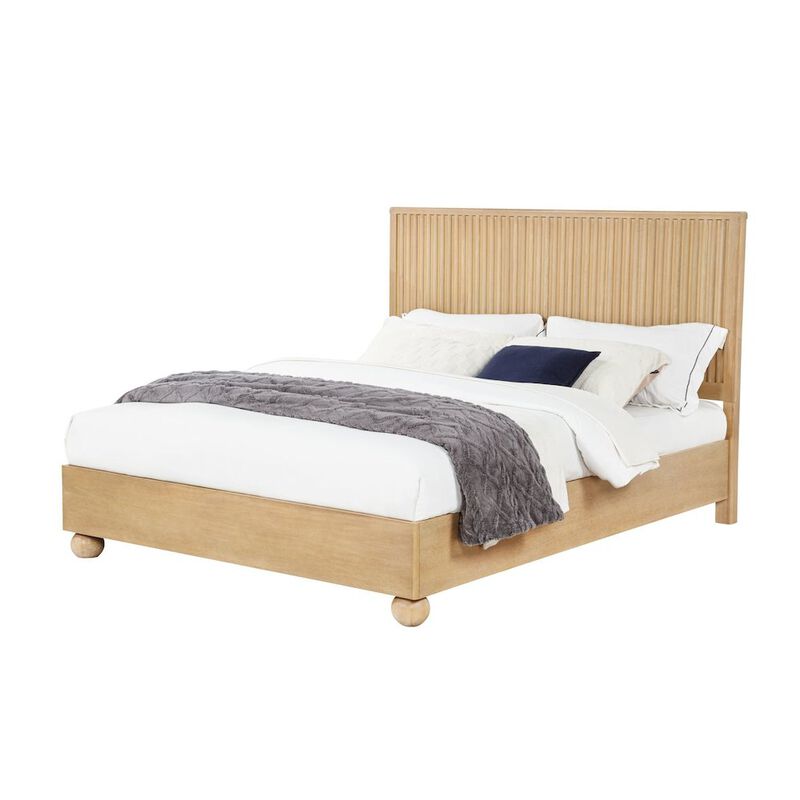 Best Master Furniture Daplen Scandinavian Modern Queen Bed Frame, Light Oak image number 0