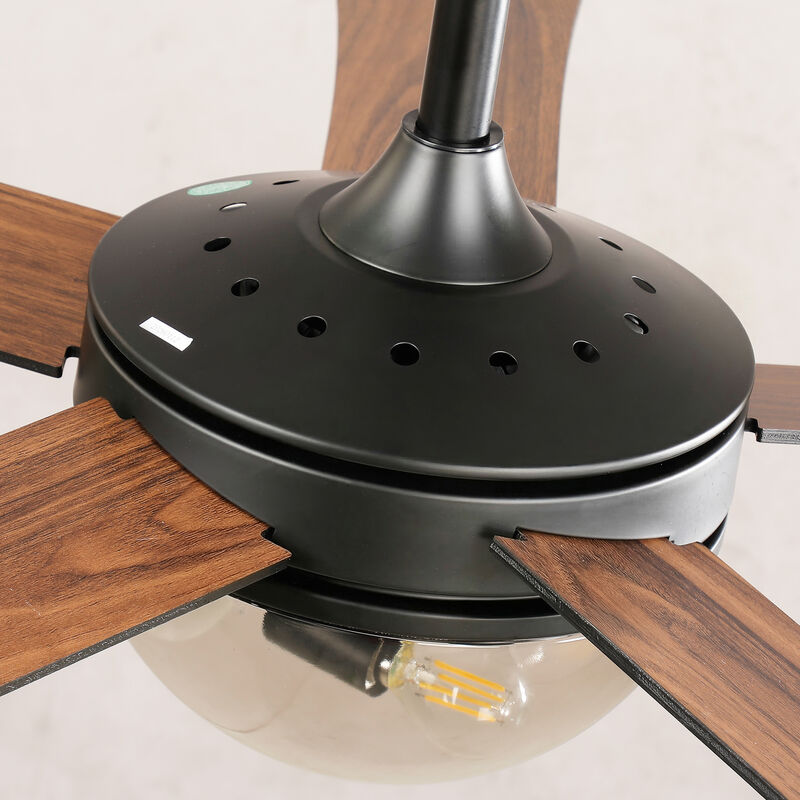 52" Modern Matte Black Reversible DC Motor Ceiling Fan with Light and Remote image number 7