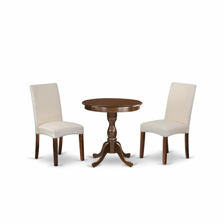 East West Furniture - ESDR3-MAH-01 - 3-Pc Dining Room Set - 2 Dining Room Chairs and 1 Kitchen Dining Table (Mahogany Finish)