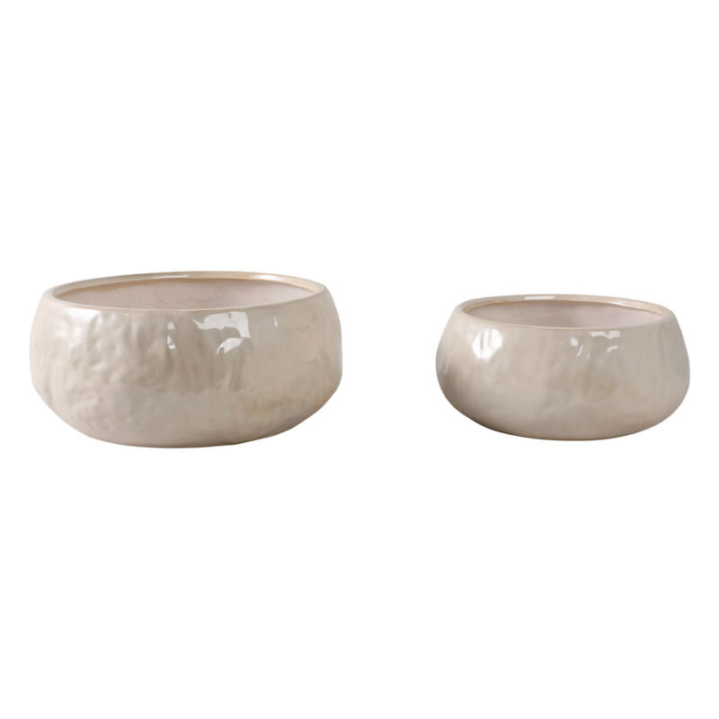 Bowl White Planters (Set of 2)