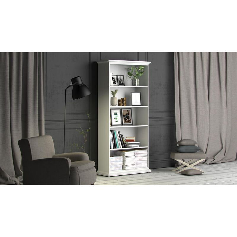 Tvilum Tall Wide 5 Shelf Bookcase, White