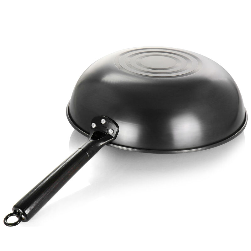 Gibson Home Debossed 13 Inch Heavy Gauge Carbon Steel Wok in Black