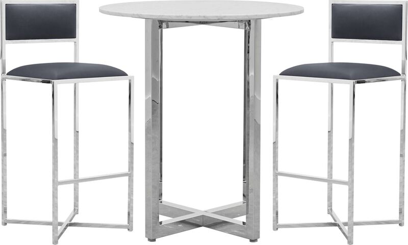 Amalfi X-Base Bar Stool in Cobalt Leather - Set of 2