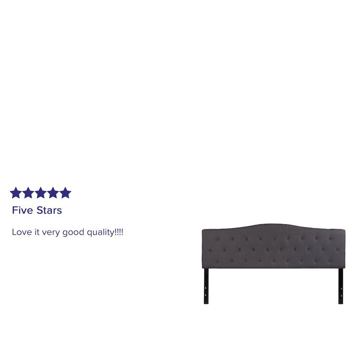 Flash Furniture Tufted Upholstered King Size Headboard in Dark Gray Fabric