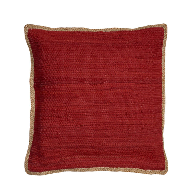 HomeRoots Set of Two 20" Red Cotton And Jute Throw Pillows with Texture image number 3