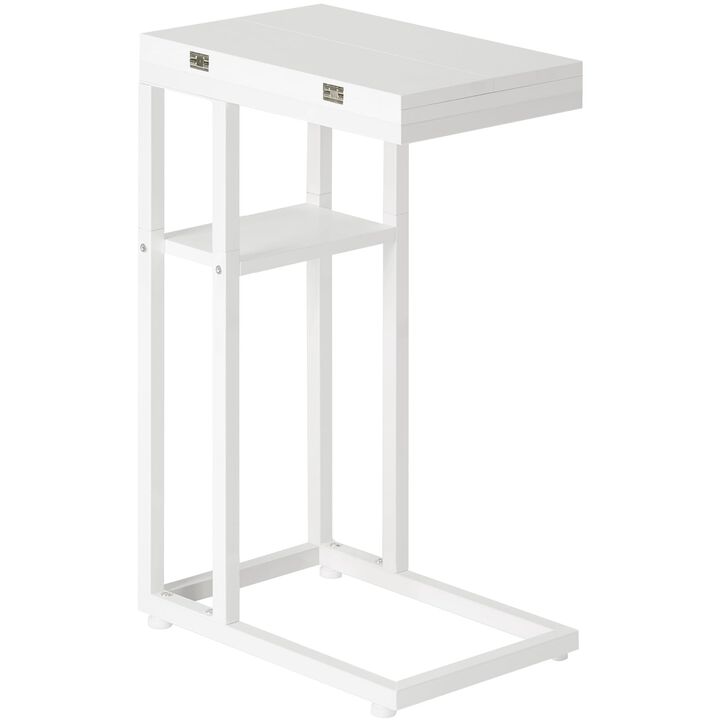 HOOBRO Foldable End Table, C Shaped Side Table with Storage Shelf, Small Snack Table Suitable for Living Room Bedroom Small Spac