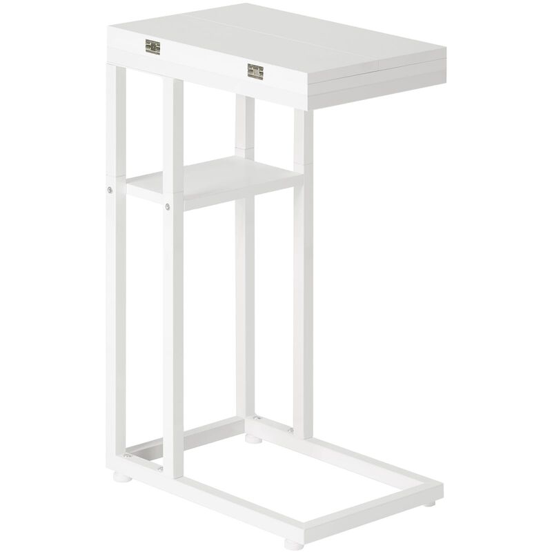 HOOBRO Foldable End Table, C Shaped Side Table with Storage Shelf, Small Snack Table Suitable for Living Room Bedroom Small Spac