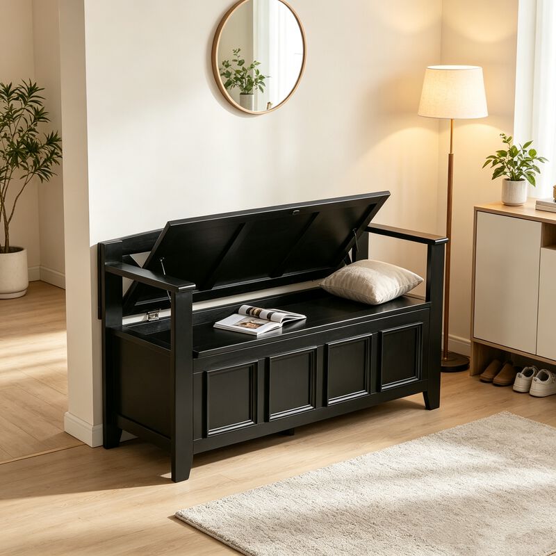 Sigzid Solid Wood Entryway Storage Bench image number 1