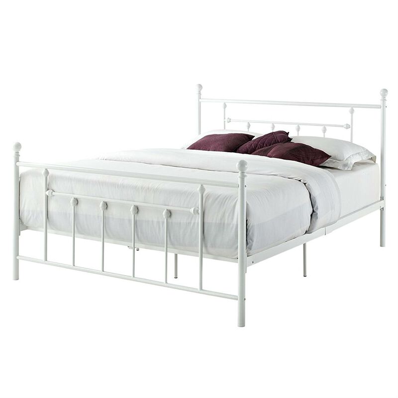 Modern Metal Platform Bed Frame with Headboard and Footboard for Bedroom