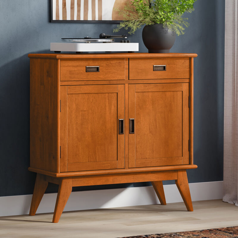 Draper SOLID HARDWOOD 36 inch Wide Mid Century Modern Entryway Storage Cabinet in Teak Brown image number 1
