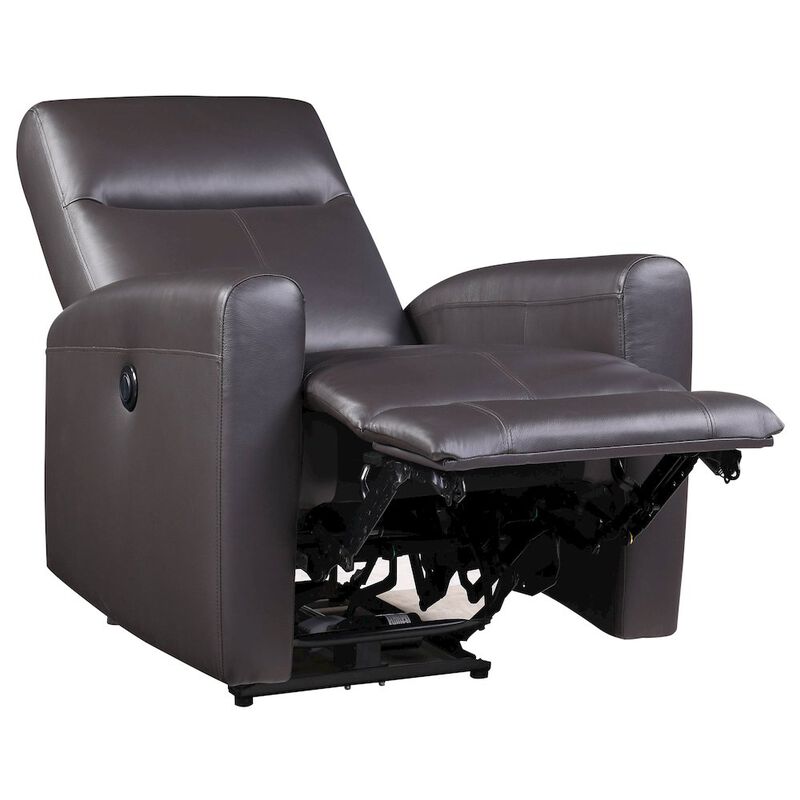 Plethoria Home Brown Power Recliner with Square Armrest