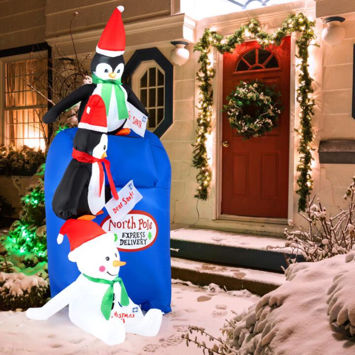 Hivvago 6 FT Lighted Christmas Inflatable Penguins and Snowman with Built-in LED Lights