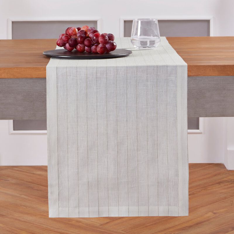 Solino Home Pinstripe 100% Linen Table Runner &ndash; Handcrafted, Machine Washable, Perfect for Holiday and Everyday Dining