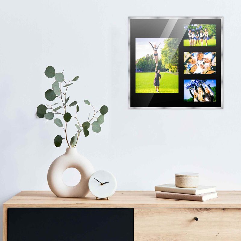 14.5x16 Wood Collage Frame with a Black Mat for 8x10 & 4x6 Pictures