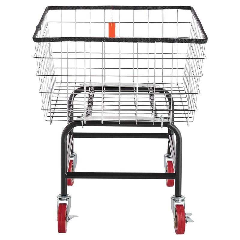 Commercial Wire Laundry Basket Cart with Casters, 2.8 Bushel Steel Frame-Silver image number 0
