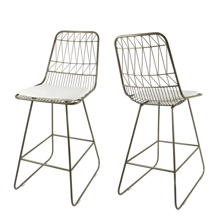 Merax Modern Outdoor Wire Counter Stools with Cushions (Set of 2)