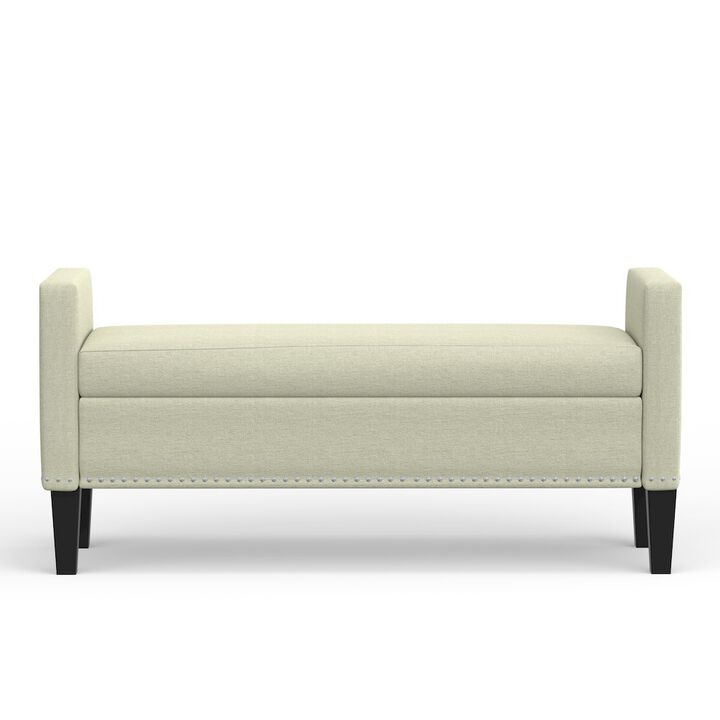 Rize Home 51.25 Storage Bench with Nailhead Trim - Beige