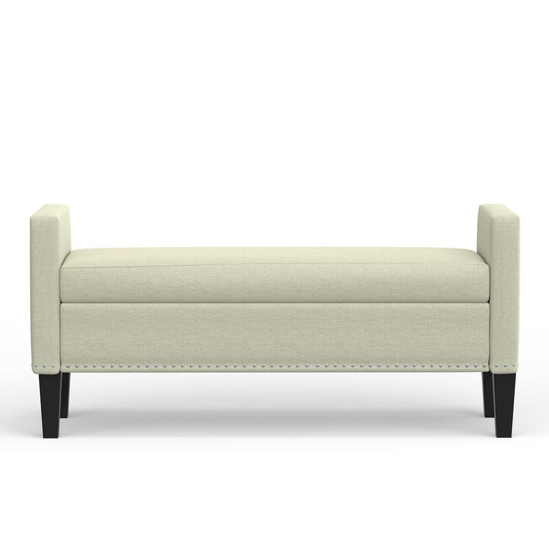 Rize Home 51.25 Storage Bench with Nailhead Trim - Beige image number 1