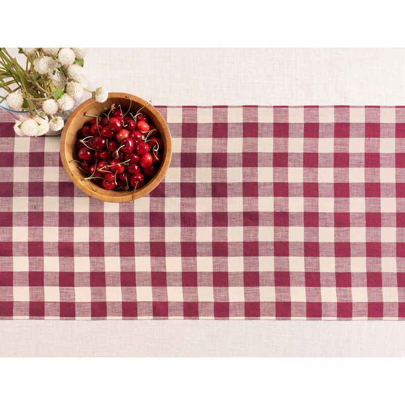 Christmas Linen Table Runner - Morgan Check, Solino Home