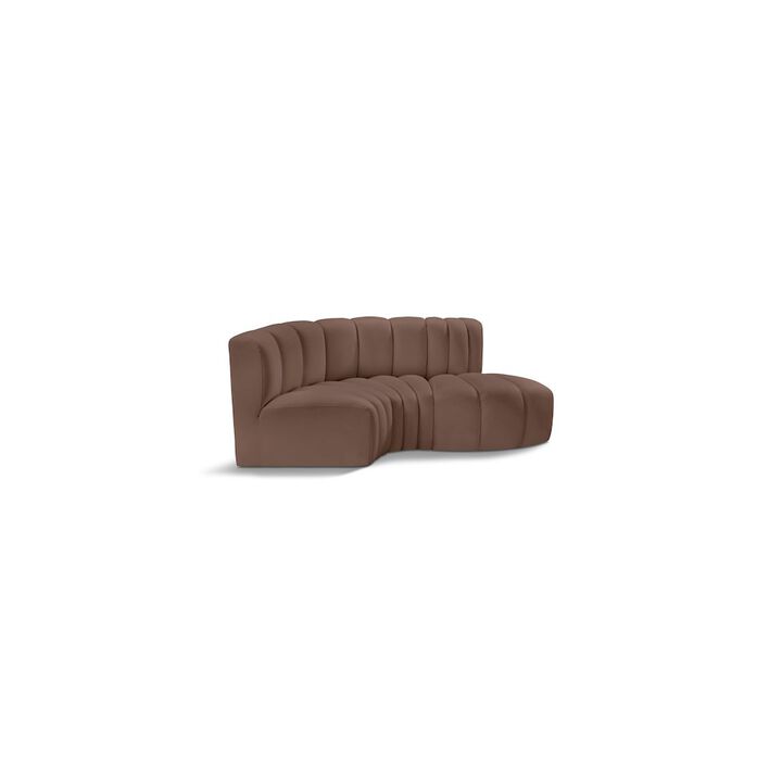 Meridian Furniture Arc Brown Vegan Leather Modular Sofa
