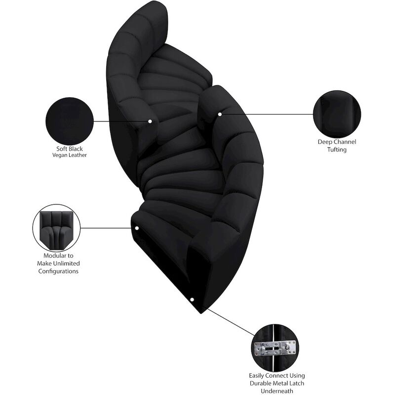 Meridian Furniture Arc Black Vegan Leather Modular Sofa