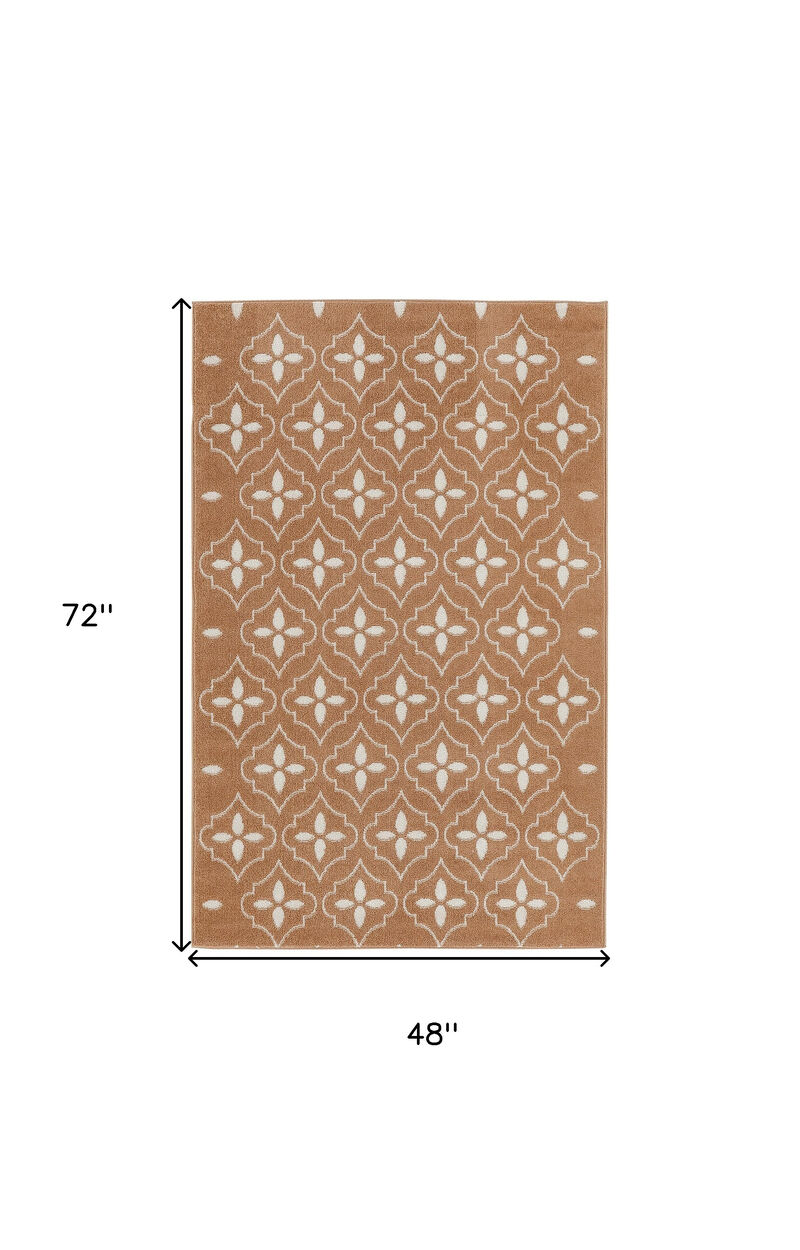 HomeRoots 4' X 6' Copper Geometric Indoor Outdoor Area Rug image number 4