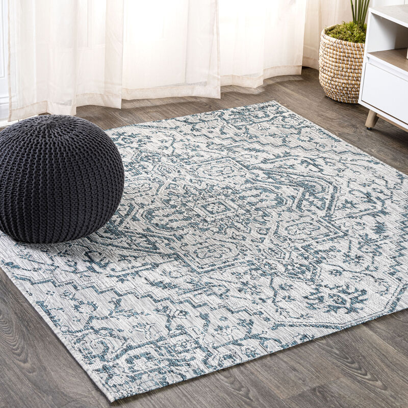 Estrella Bohemian Medallion Textured Weave Square Indoor/Outdoor Area Rug