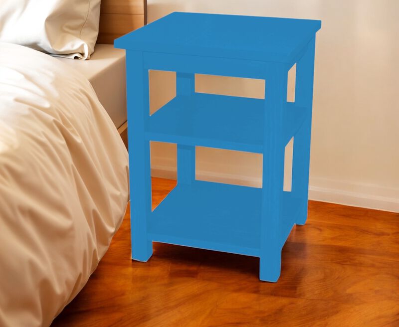 HomeRoots 28" Blue Solid Wood Nightstand image number 1