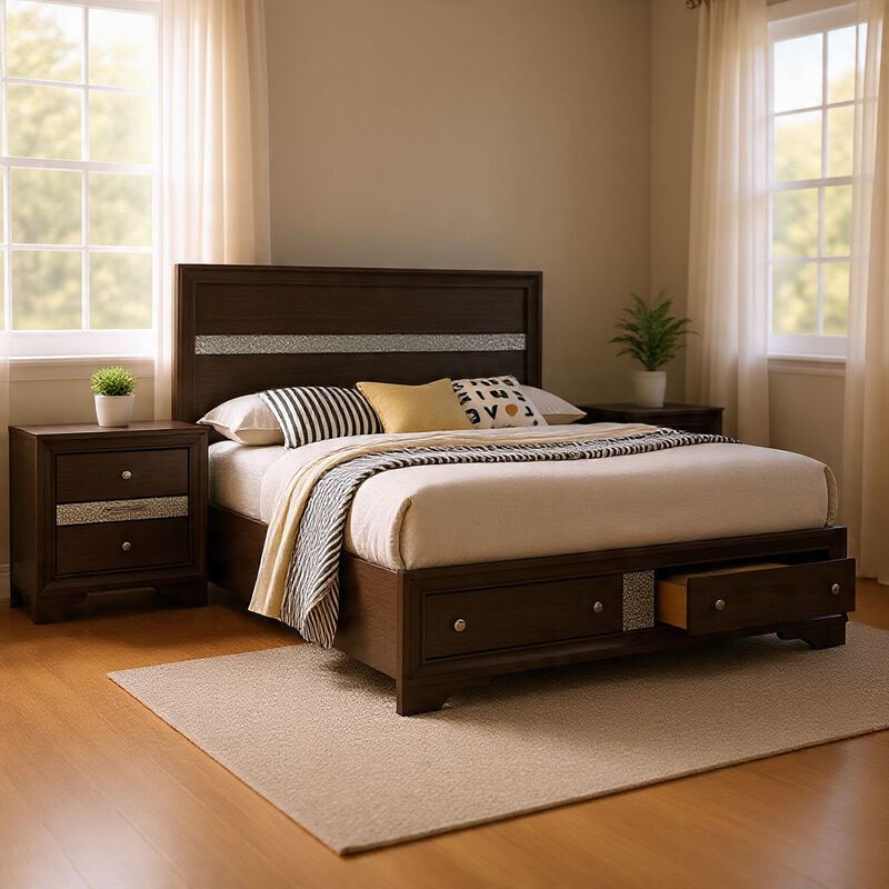 Bedroom Set, Wood, 2 Piece Set with Nightstand image number 8