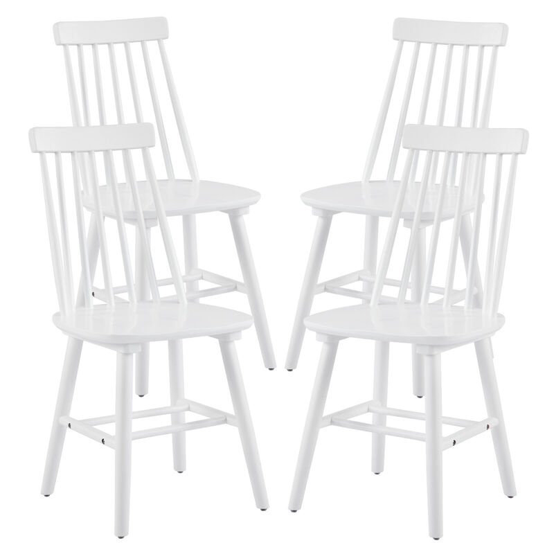 HomeRoots Set of Four White Solid Wood Windsor Back Dining Side Chairs image number 0