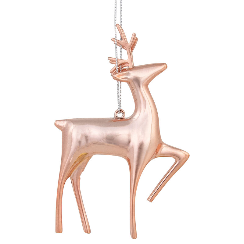 4.75" Shiny Rose Gold Reindeer Christmas Tree Ornament image number 3