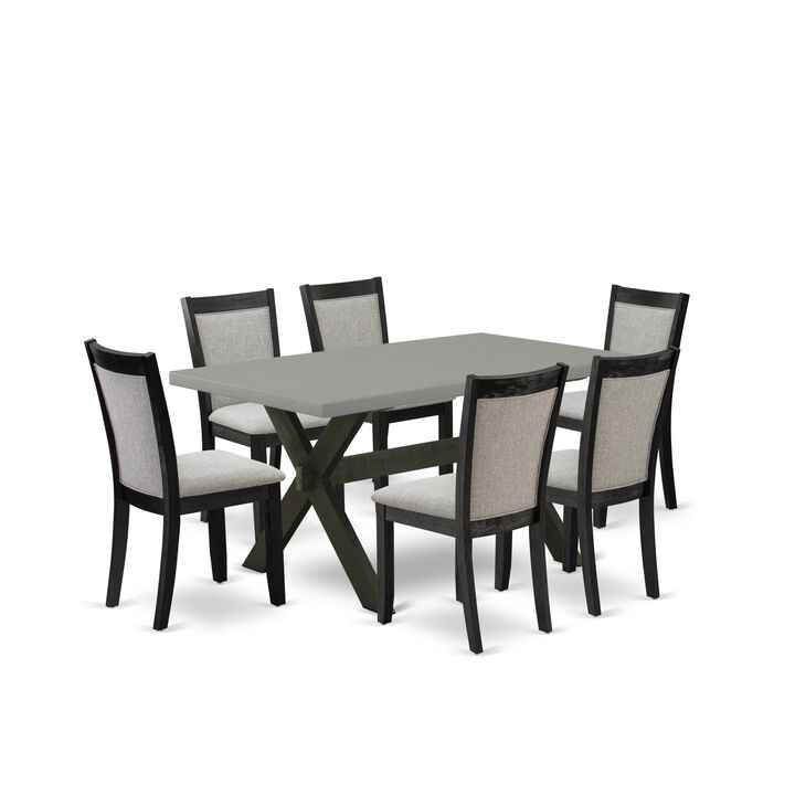 East West Furniture X696MZ606-7 7Pc Kitchen Set - Rectangular Table and 6 Parson Chairs - Multi-Color Color