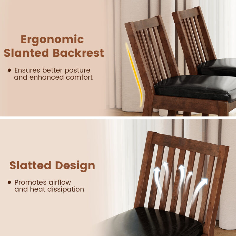 Set of 4 Padded Dining Chairs with PU Leather Upholstery and Wood Legs image number 4