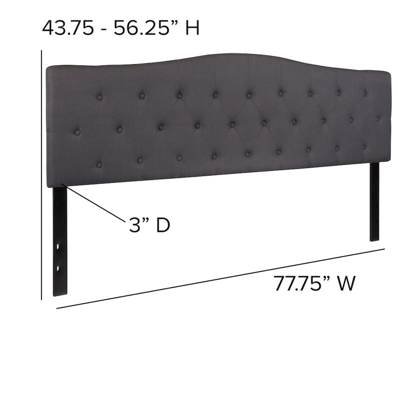 Flash Furniture Tufted Upholstered King Size Headboard in Dark Gray Fabric image number 3