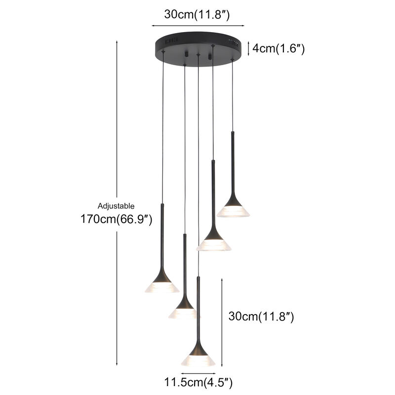 5 lights Cluster Chandelier Kitchen Island Pendant Stairs LED Dimmable image number 9