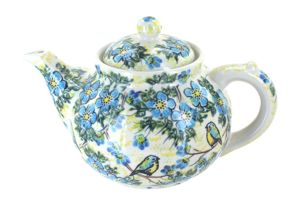 Blue Rose Polish Pottery Blue Starflower Teapot