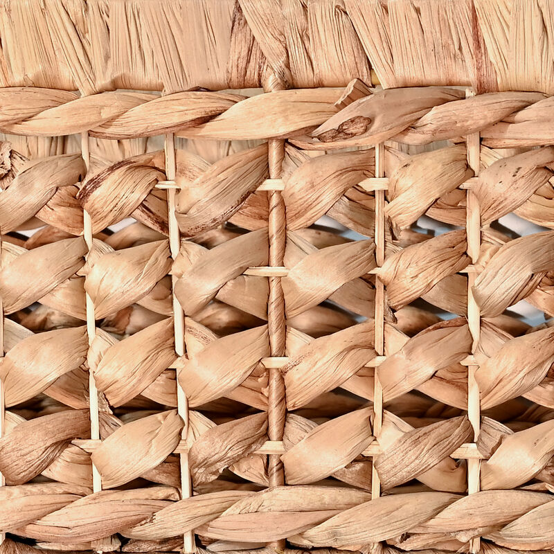 Hayden Bohemian Cottage Handwoven Hyacinth Rectangular Nesting Baskets with Handles