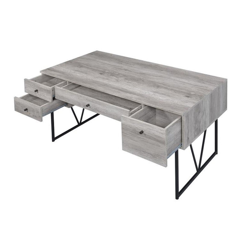 Chic Atelier Writing Desk 4 Drawer, Driftwood Gray image number 4