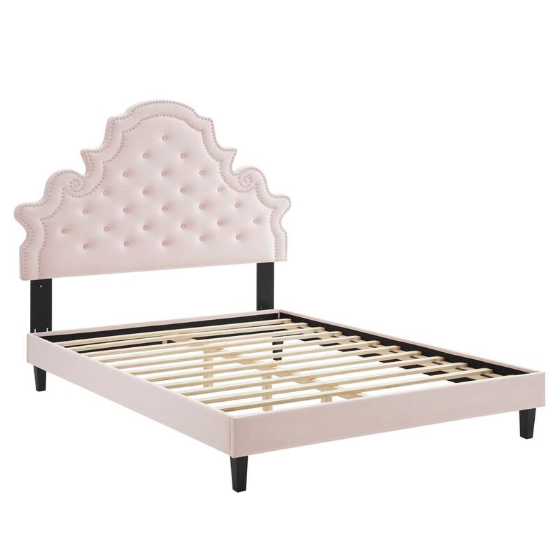 Gwyneth Tufted Performance Velvet Queen Platform Bed image number 1