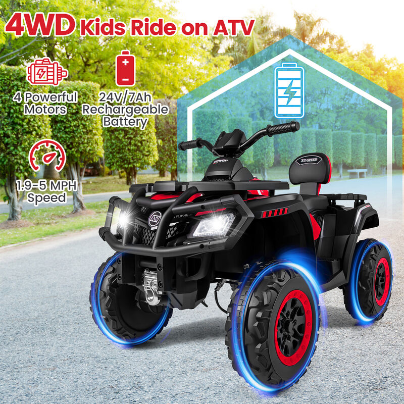 24V Two Seater Kids ATV Vehicle with 4 Motors Music and LED Light Features image number 4