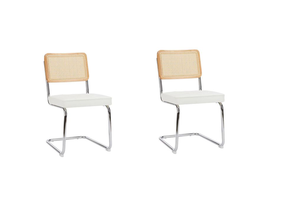 Cesca Chair Armless with Upholstered Seat & Cane Back, Set of 2