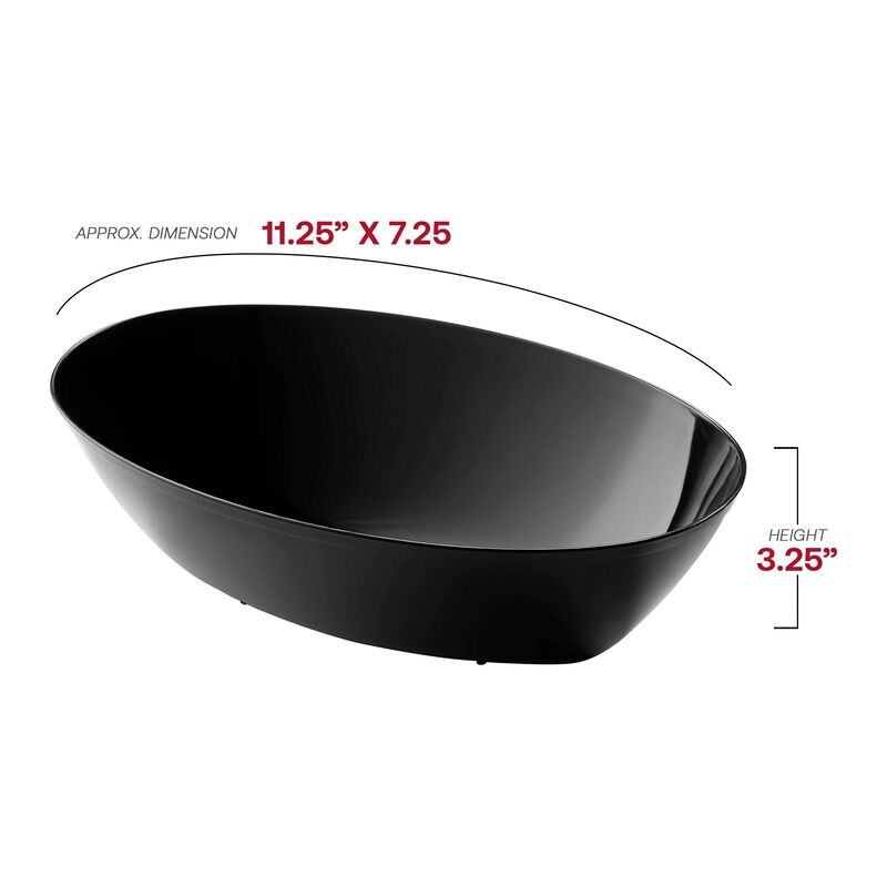 2 qt. Black Oval Plastic Serving Bowls (24 Bowls) image number 3