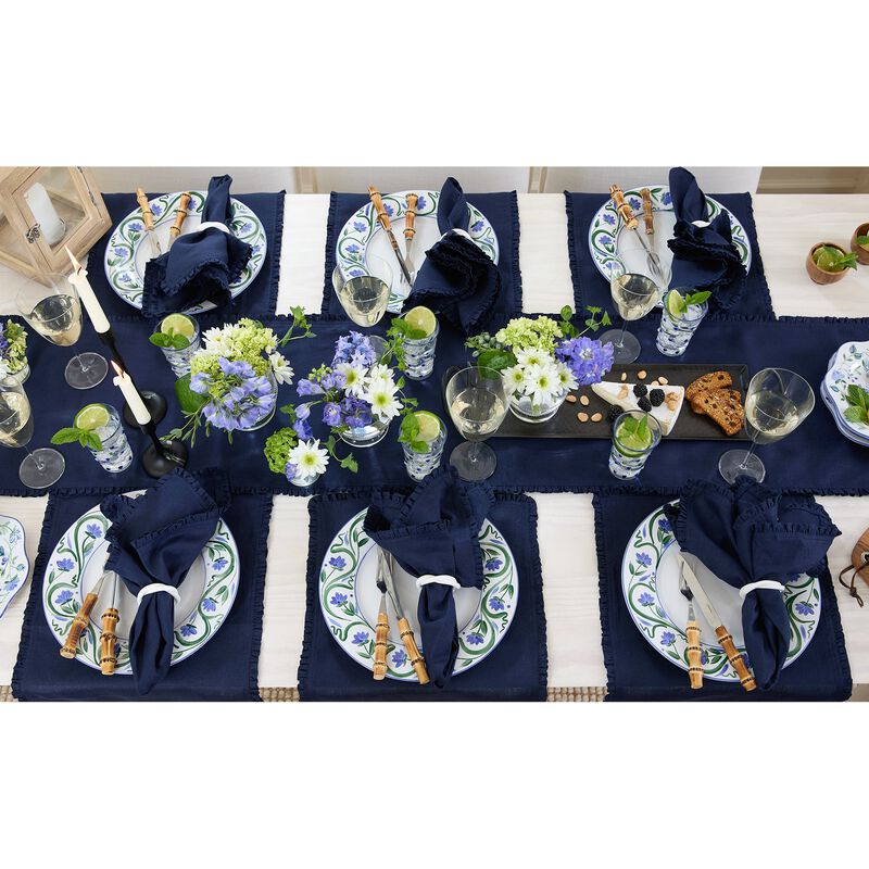 Solino Home Juliette Ruffle 100% Linen Dinner Napkins &ndash; Set of 4, 20 x 20 in, Machine Washable, Holiday and Everyday Dining