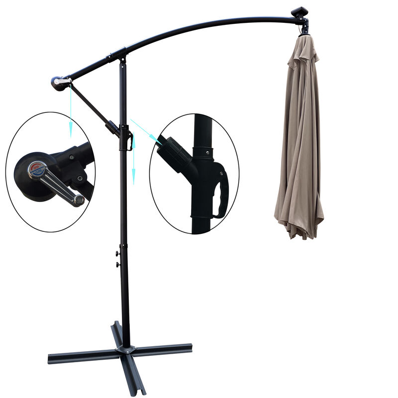 Streamdale 10ft LED Solar Patio Umbrella with Crank and Cross Base