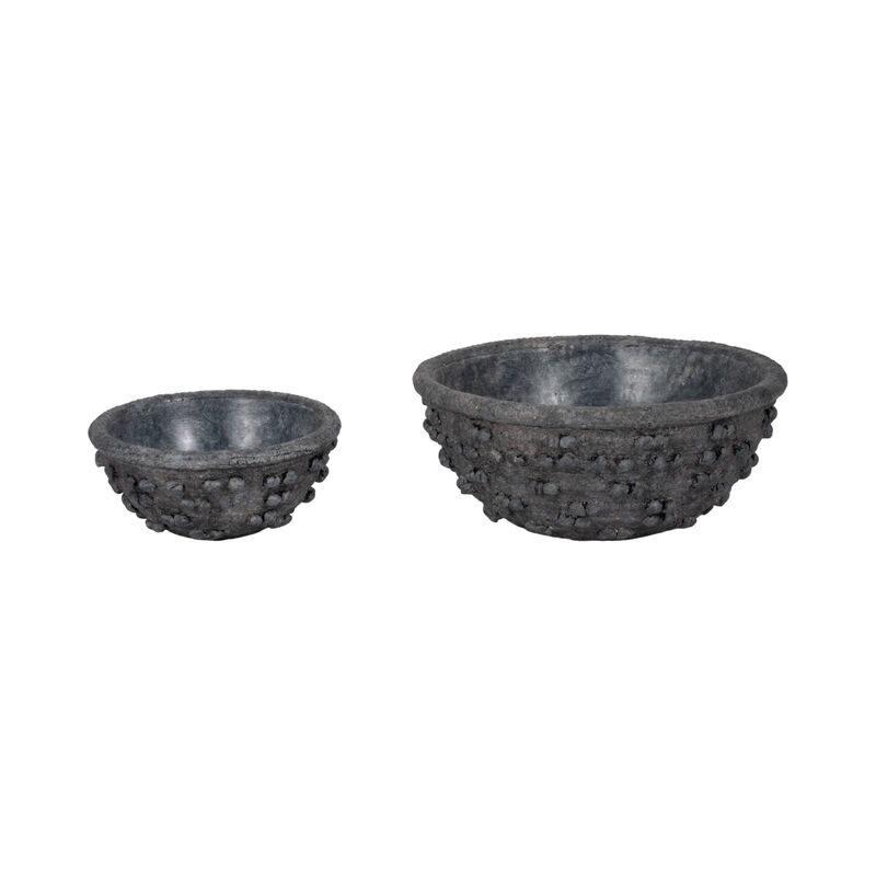 S/2 8/12" Textured Knobby Knot Bowls, Black image number 1