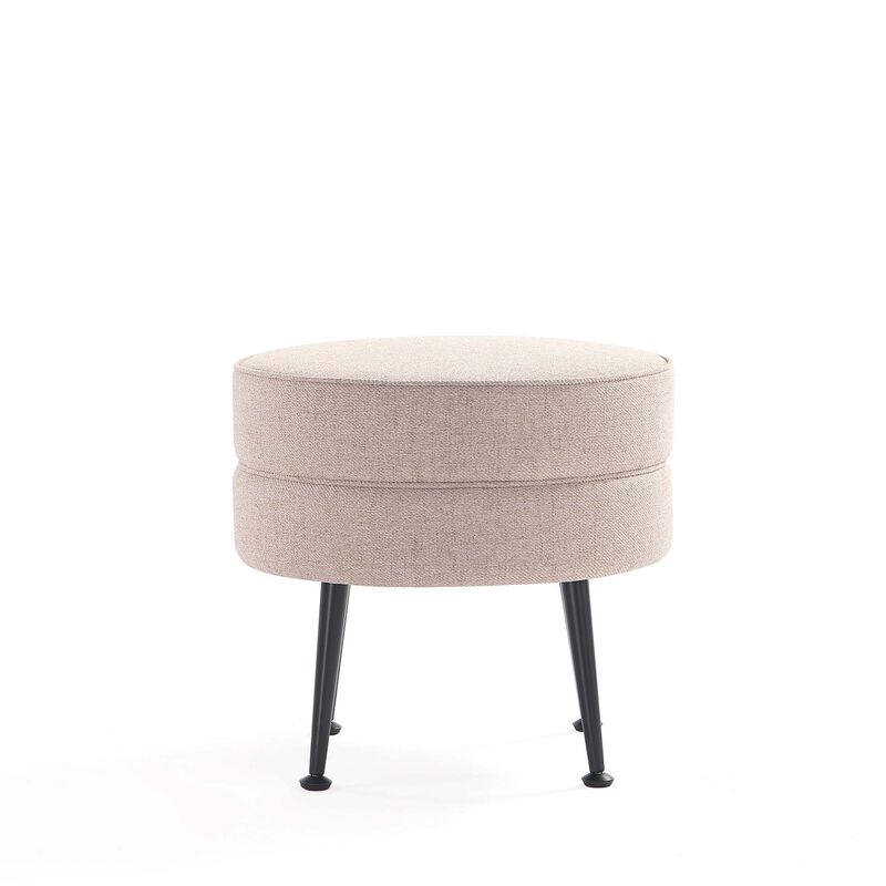 Bailey Cream and Black Ottoman