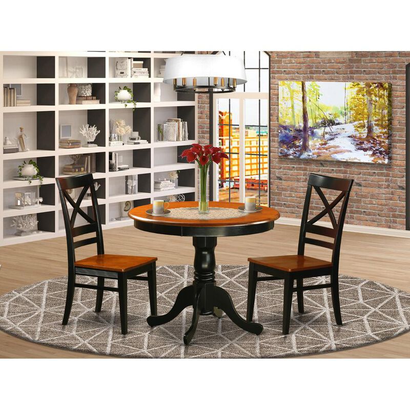 East West Furniture Dining  set  -  3  Pcs  with  2  Wood  Chairs