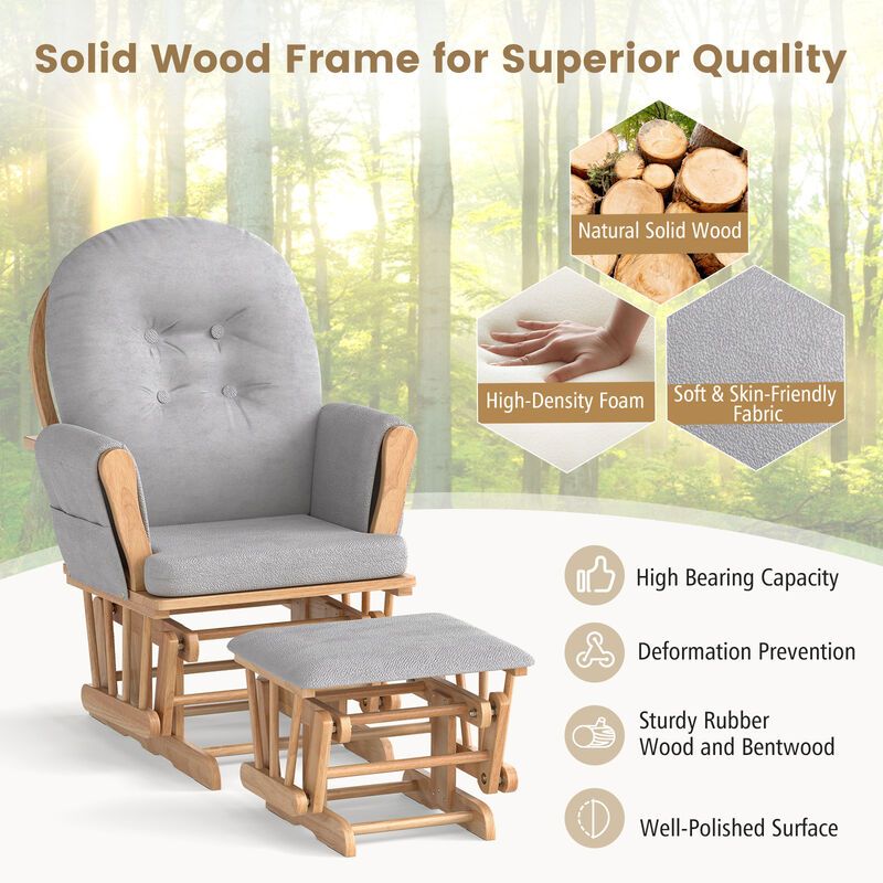 Glider Chair with Ottoman, Detachable Cushion & Padded Armrests image number 6